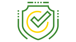 Icon of a checkmark inside of a shield