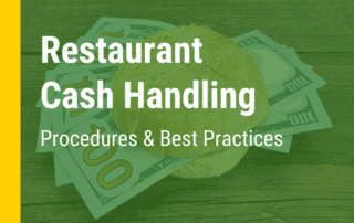 Hamburger bun with cash in it with text over the top that reads: Restaurant Cash Handling: Procedures and Best Pracictes