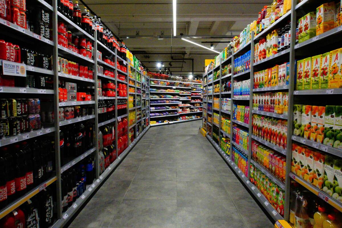 Empty aisle of a grocery store