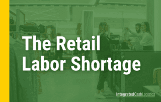 Retail store with text over the top that reads: The Retail Labor Shortage