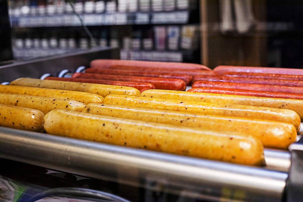 hot dogs in a convenience store