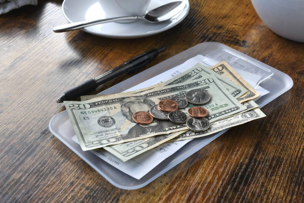 a convenient cash payment at a restaurant