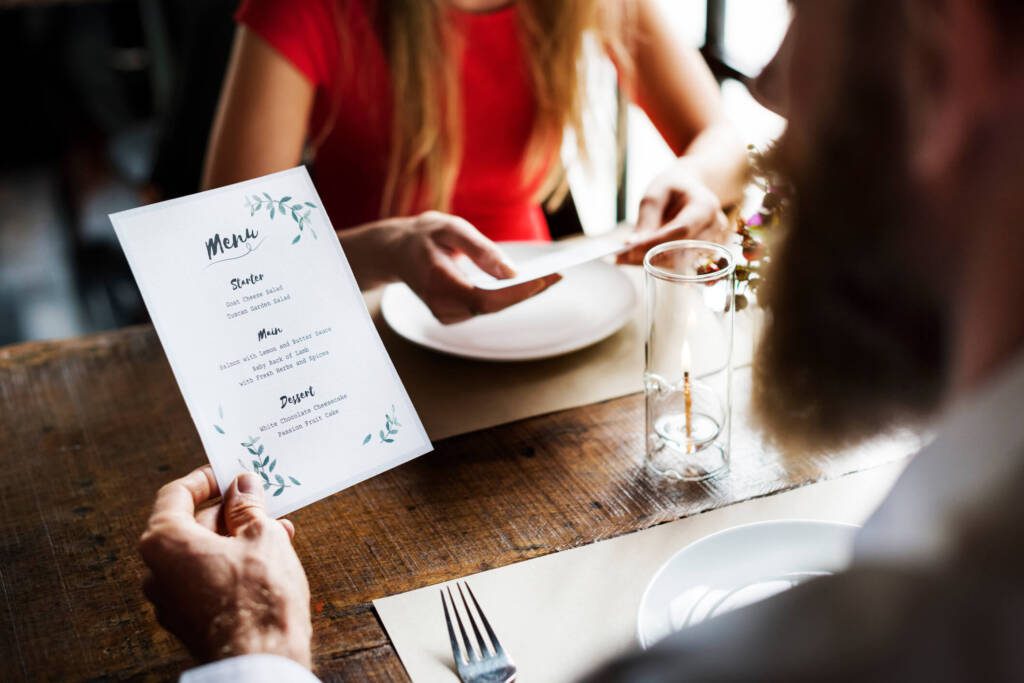 a printed seasonal restaurant menu